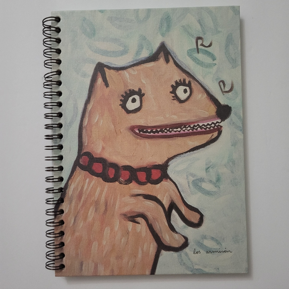 Spiral Travel Notebook with Dog Illustration Art Print